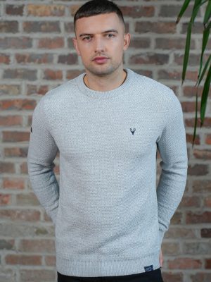 Scott Ellis Marshall Cement Grey Round Neck Knit