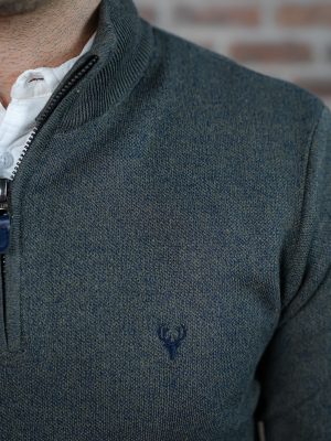 Khaki quarter zip sweatshirt - menswear