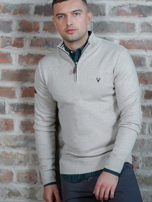 Scott Ellis Pyramid Oatmeal 1/4 Zip Pullover