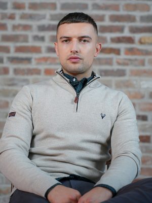 Oat men's jumper with zipper - quarter zip knit