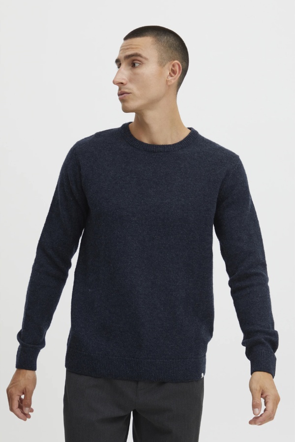 Solid Dyllon Blue Mélange Crew Jumper
