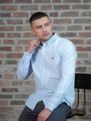 Scott Ellis Sky Blue Long Sleeve Oxford Shirt