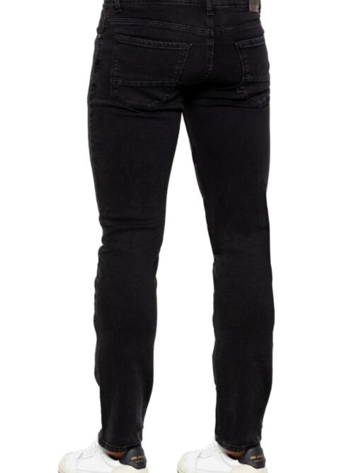 Black denim jeans in straight fit