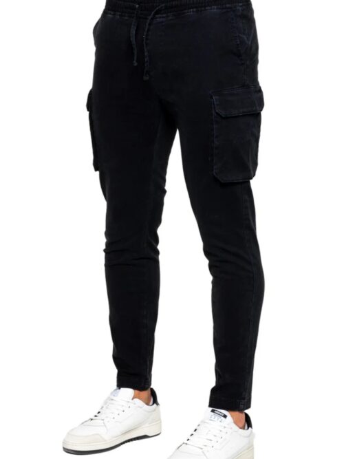 Men’s Slim Stretch Black Cargo Pants