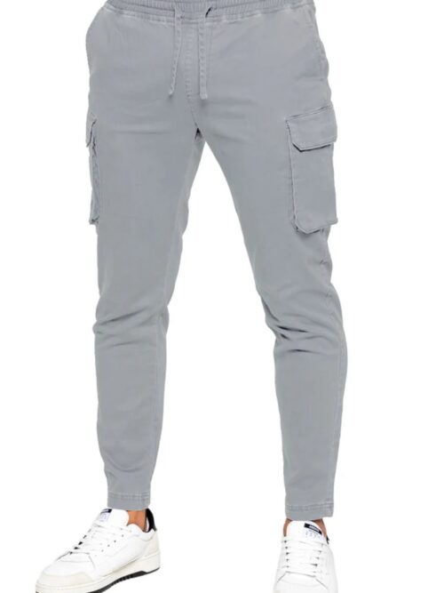 Men’s Slim Stretch Light Grey Cargo Pants