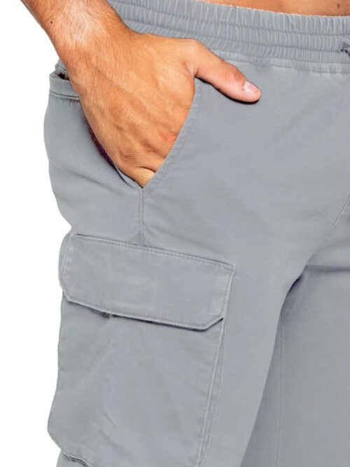 Men’s Slim Stretch Light Grey Cargo Pants
