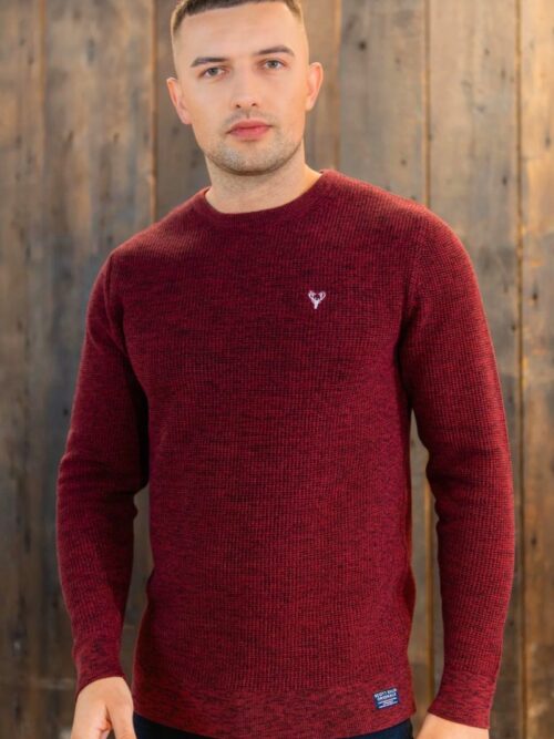 Scott Ellis Covert Waffle Knit Jumper Burgundy