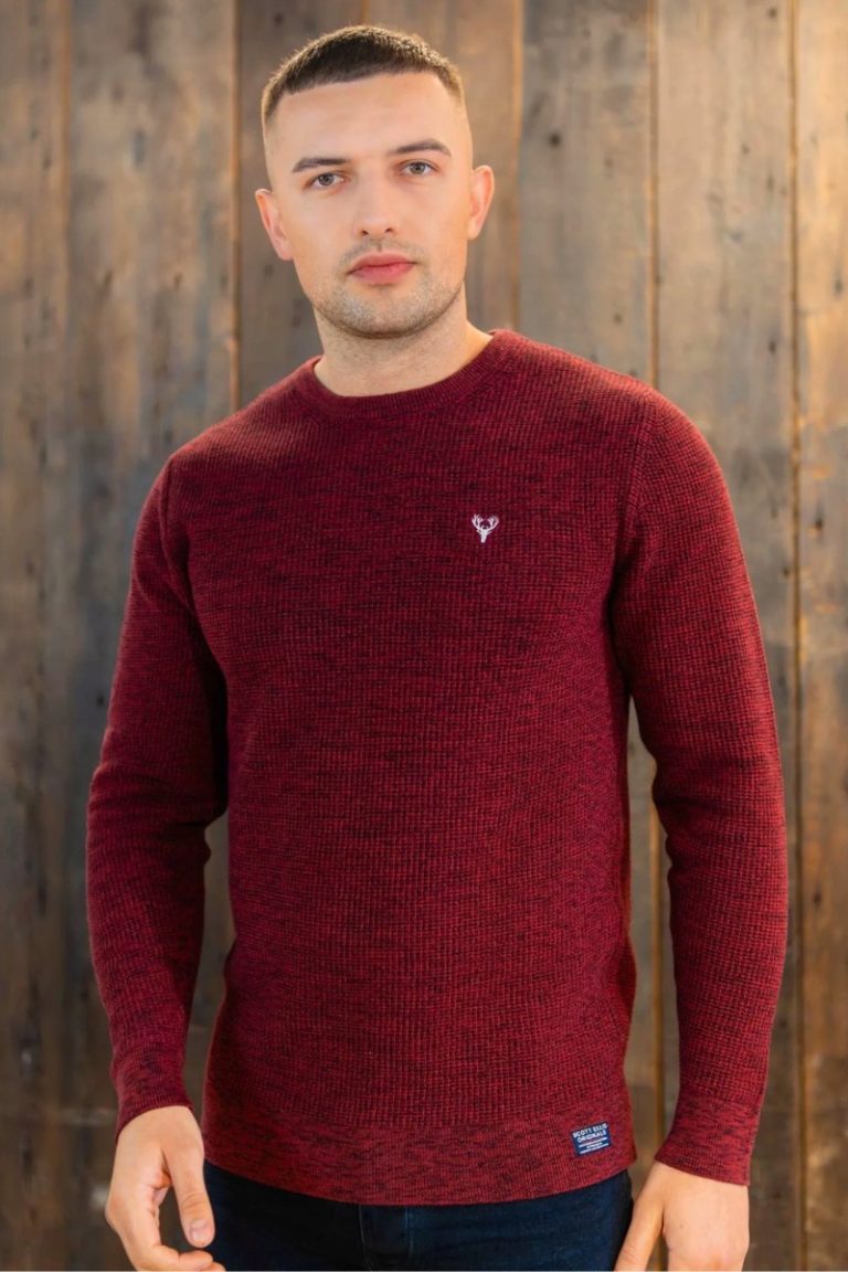 Scott Ellis Covert Waffle Knit Jumper Burgundy