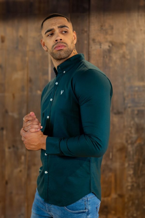 Scott Ellis Green Long Sleeve Oxford Shirt