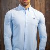 Scott Ellis Sky Blue Long Sleeve Oxford Shirt | Tailored Fit Shirt
