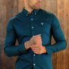 Scott Ellis Green Long Sleeve Oxford Shirt