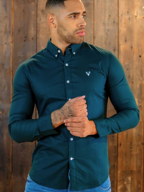 Scott Ellis Green Long Sleeve Oxford Shirt