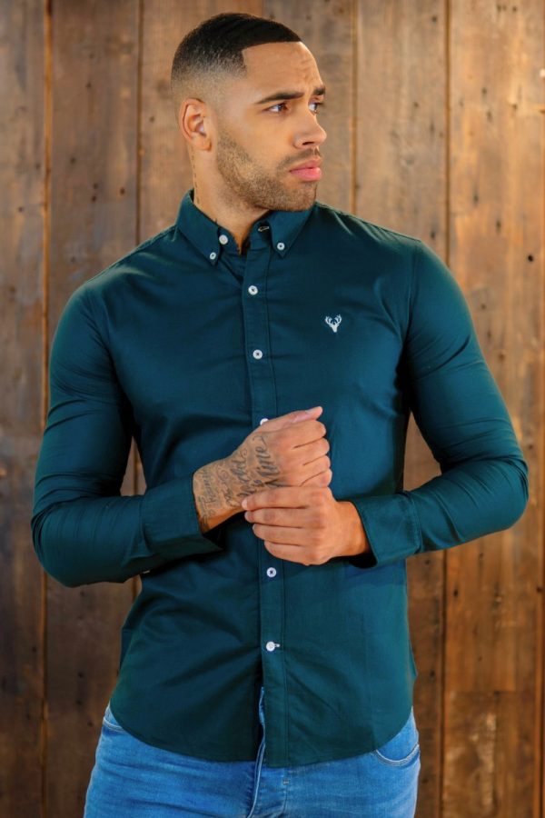 Scott Ellis Green Long Sleeve Oxford Shirt