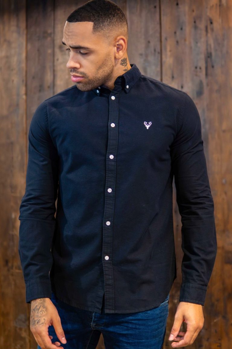 Scott Ellis Navy Long Sleeve Oxford Shirt