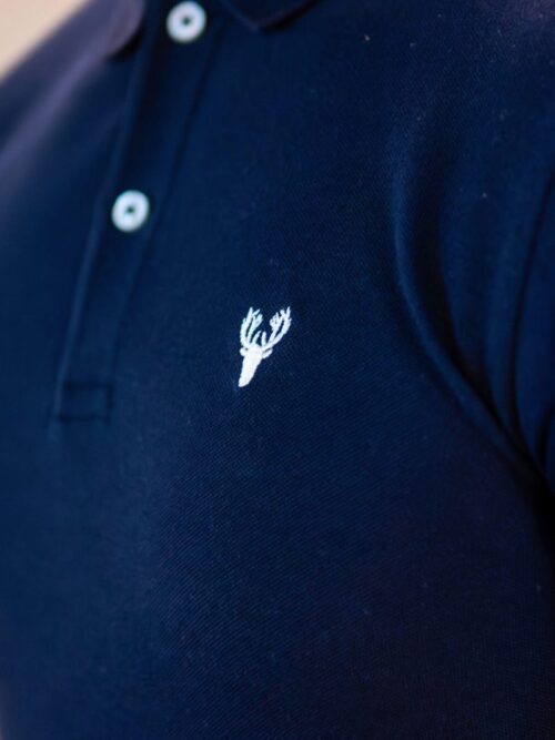 Navy pique polo for men
