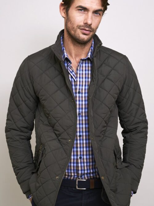 Vedoneire Men's Fleece Lined Quilted Jacket Olive Green