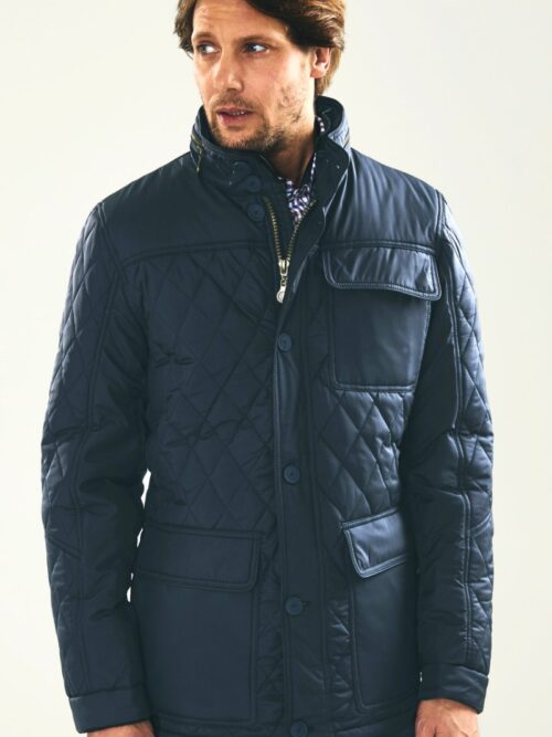 Vedoneire Men's Quilted Jacket Navy Diamond Quilt Coat