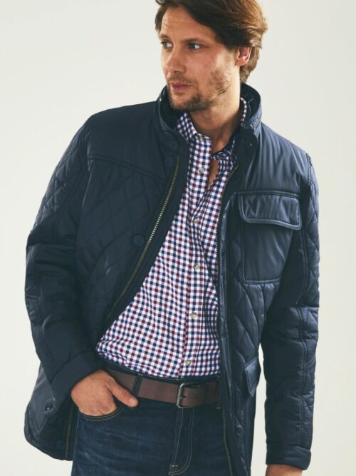 Vedoneire Men's Quilted Jacket Navy | Diamond Quilt Coat