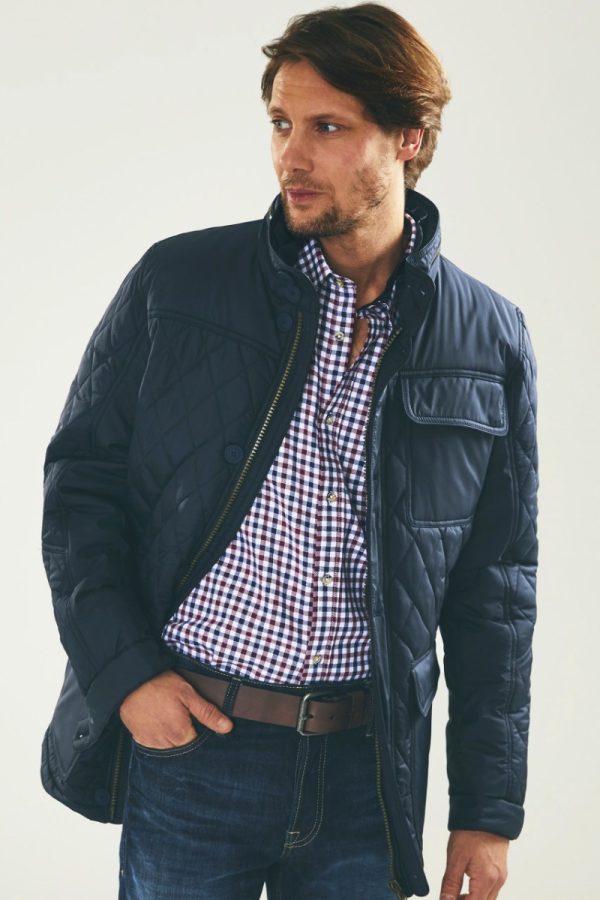 Vedoneire Men's Quilted Jacket Navy | Diamond Quilt Coat