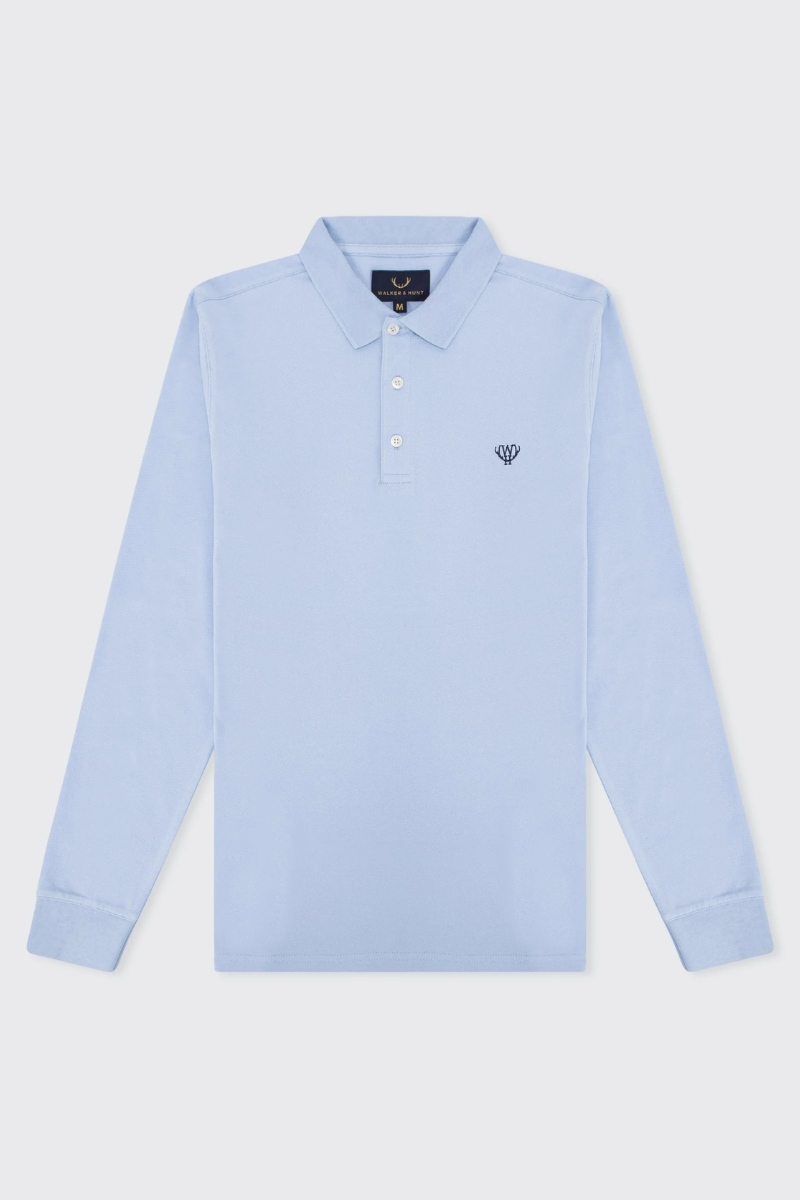 Walker & Hunt Long Sleeve Polo | Sky Blue