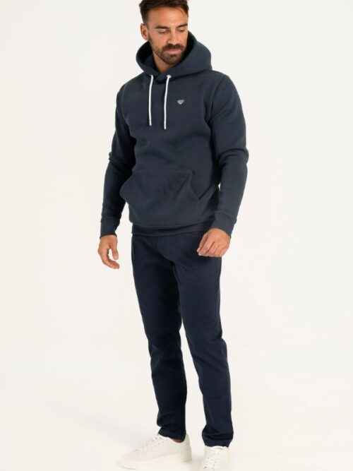 Navy hoodie and jeans