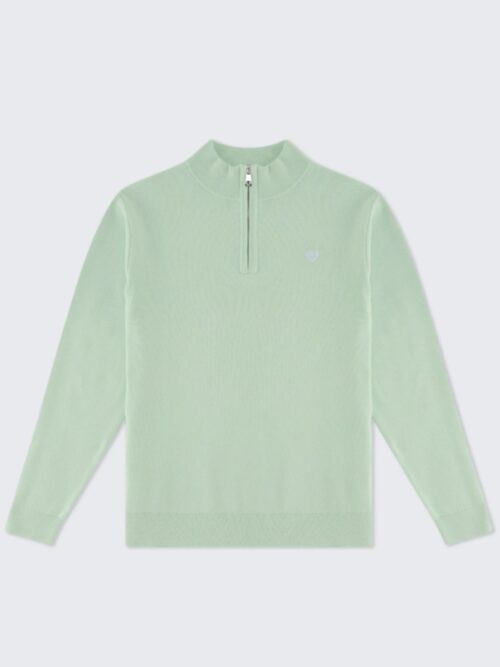 Walker and Hunt Knitted Half Zip | Sage Green