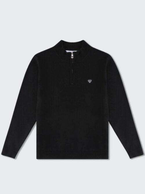 Walker and Hunt Knitted Half Zip | Black