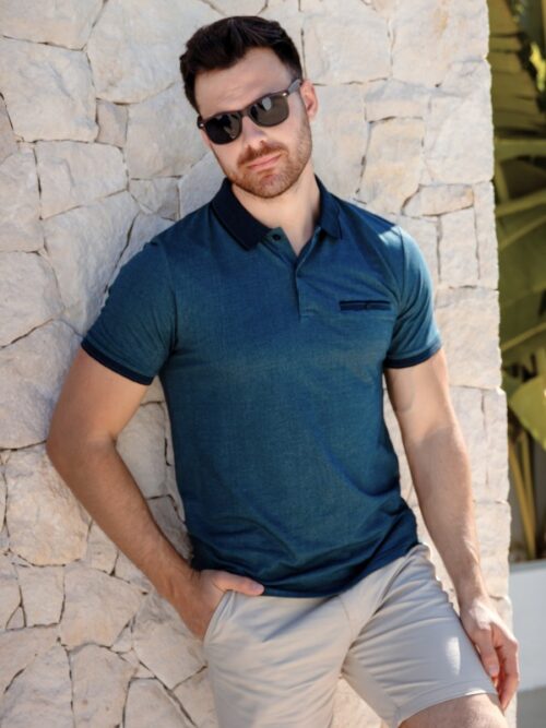 Lloyd and Jefferson Eamon Polo Shirt | Teal/Navy