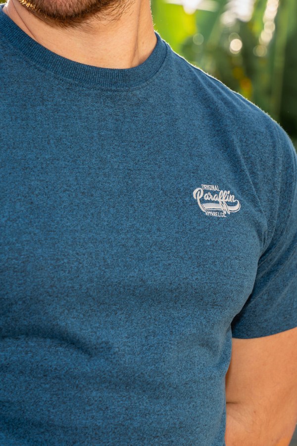 Paraffin T-shirt in Teal | Round Neck Embroidered Tee