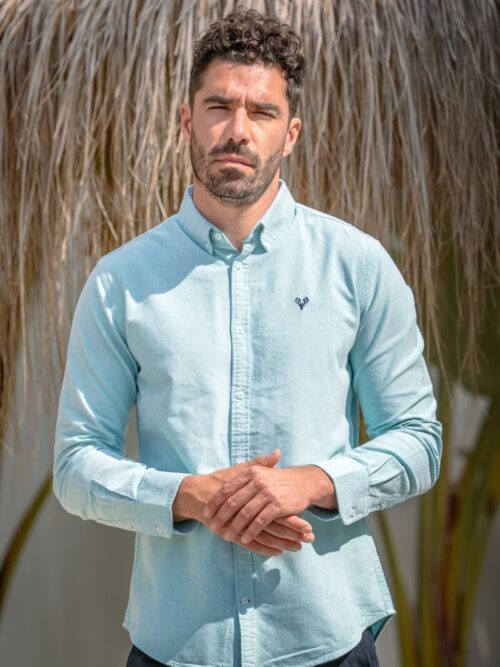 Scott Ellis Green Long Sleeve Oxford Shirt | Tailored Fit Shirt