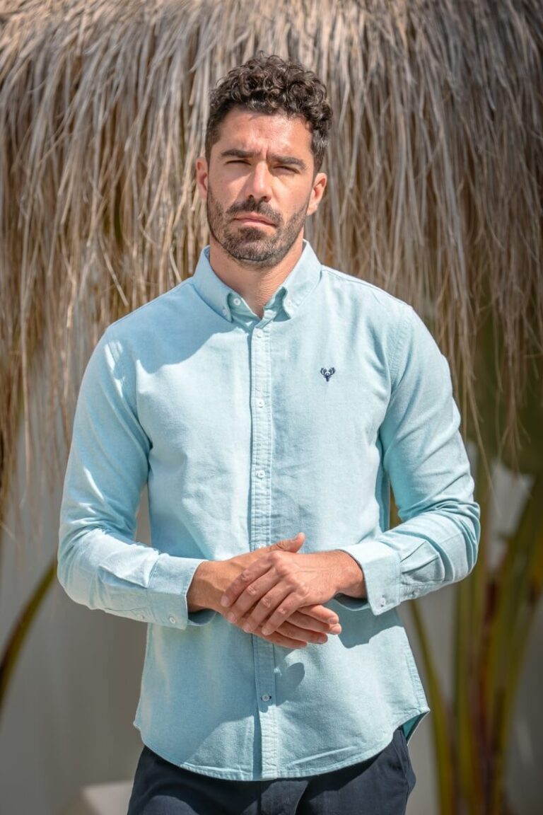 Scott Ellis Green Long Sleeve Oxford Shirt | Tailored Fit Shirt