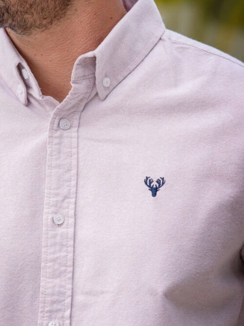 Pink oxford shirt with embroidered Scott Ellis Logo