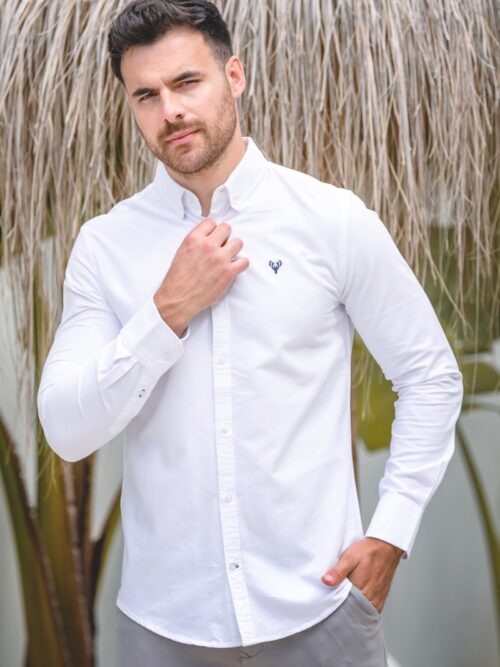 Scott Ellis White Long Sleeve Oxford Shirt
