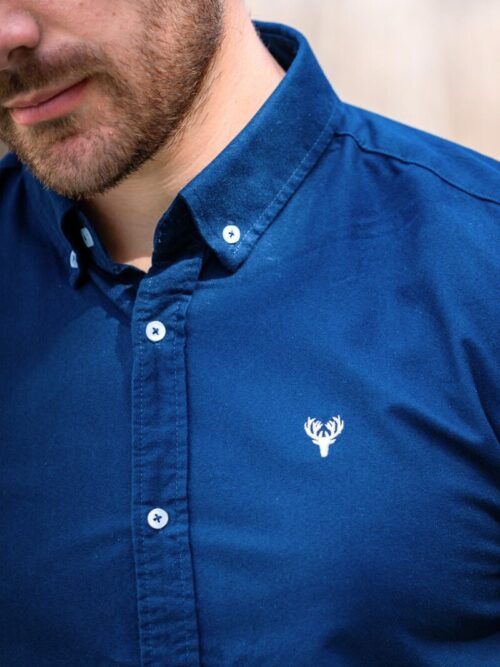 Navy Short Sleeve Shirt with Embroidered Logo