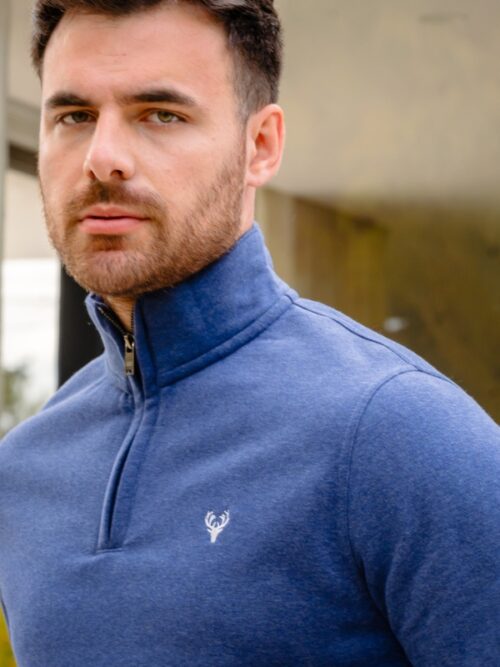 Quarter zip men's sweatshirt in blue