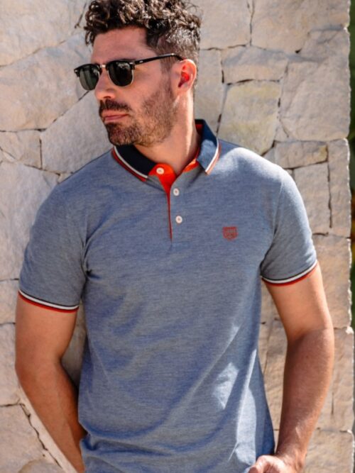 Denim blue polo shirt | casual menswear
