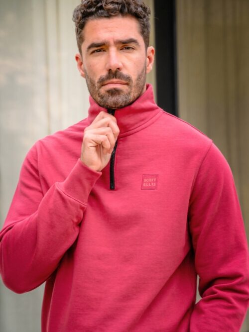 Men's sweatshirt with zipper in red