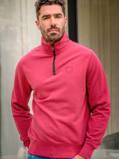Scott Ellis Ross 1/4 Zip Sweatshirt | Dusty Red