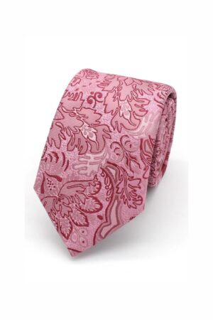 LA Smith Bold Leaves Tie | Raspberry F1793/4