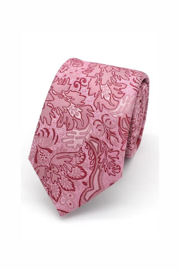 LA Smith Bold Leaves Tie | Raspberry F1793/4