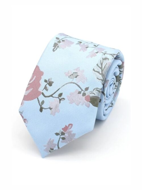 LA Smith Floral Tie | Sky Blue F17179