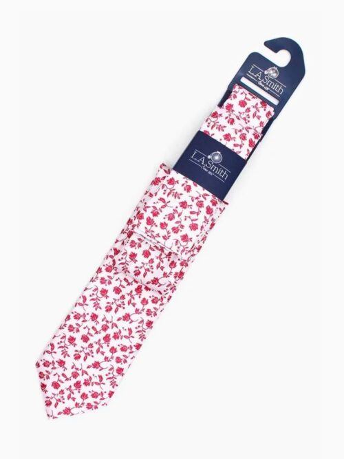 LA Smith Floral Tie and Hank Set | Mid Pink