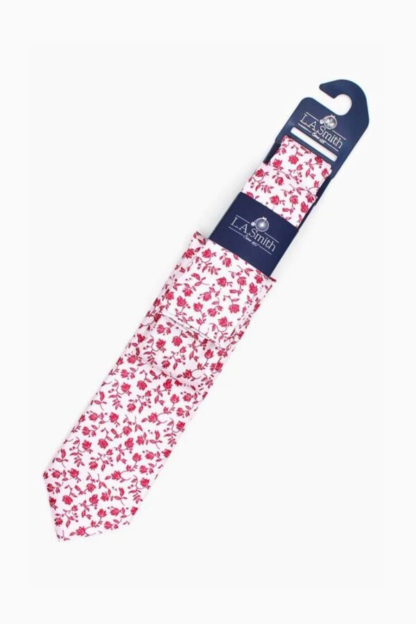 LA Smith Floral Tie and Hank Set | Mid Pink