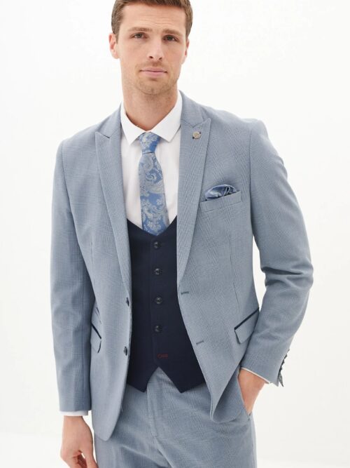 Sky Blue Suit with Navy Waistcoat