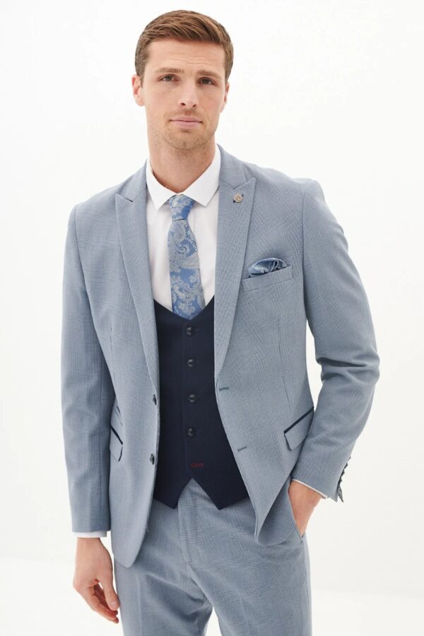 Sky Blue Suit with Navy Waistcoat