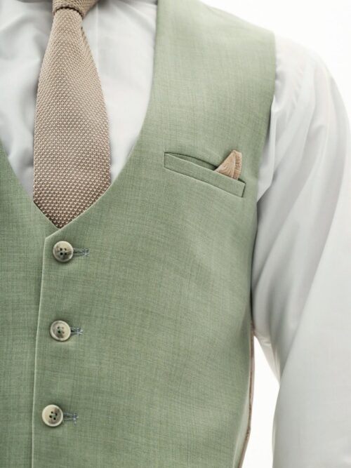 Moss Green Waistcoat with Pocket Square