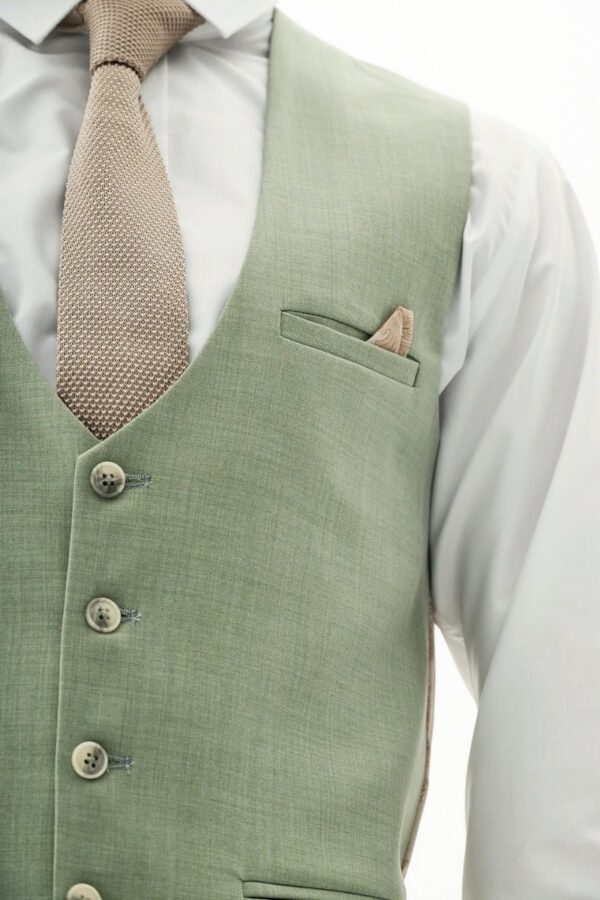 Moss Green Waistcoat with Pocket Square