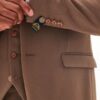 Button Detail on Cuff Tan Suit Jacket