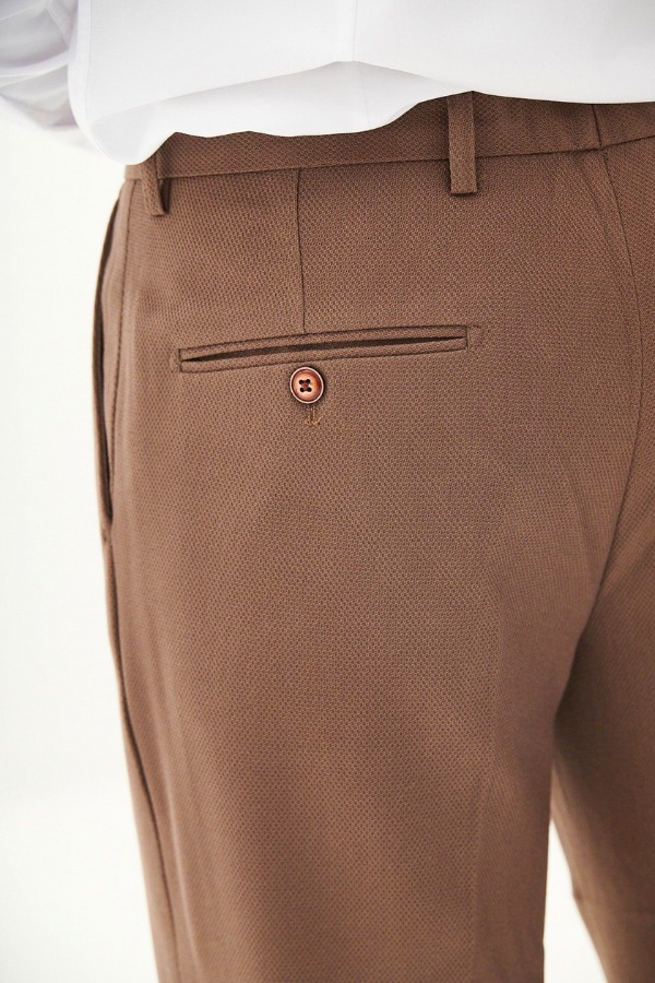Textured Fabric Suit Pants | Marc Darcy HM5 Tan