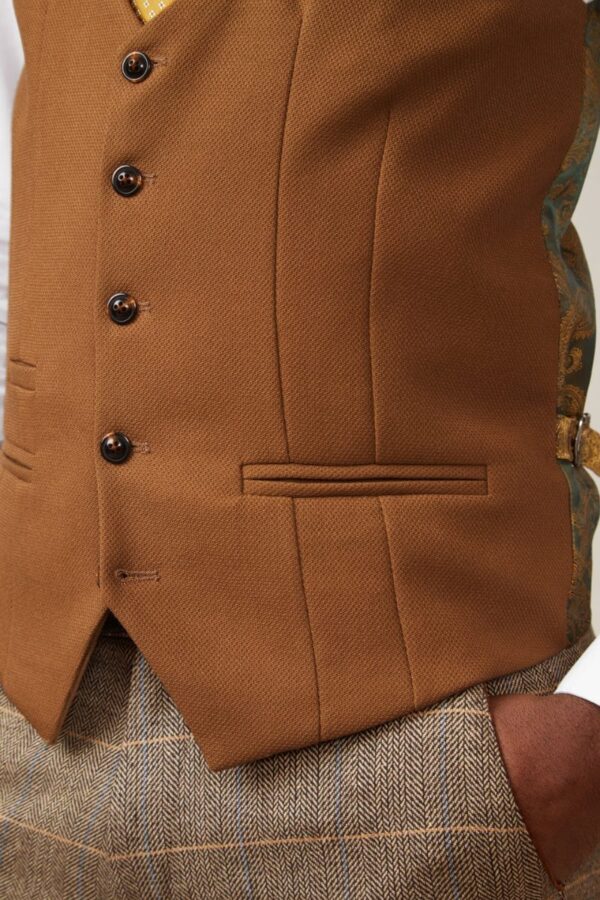 5 button fastening tan waistcoat